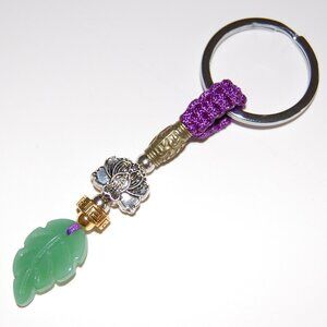 Jade keychain,Lotus Flower Keychain,Good Wishes Gift